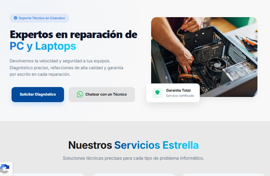 Captura de pantalla del proyecto: Soportfix - Reparación y Soporte Técnico